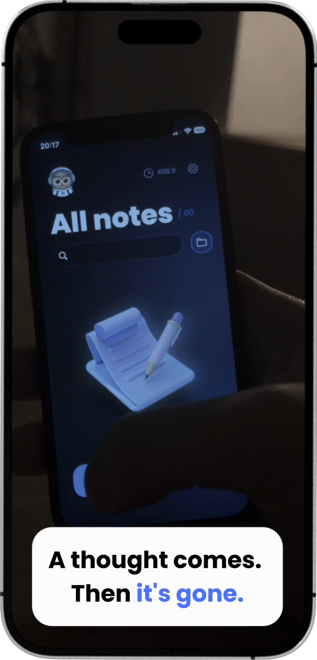 Braindump app showing transcribed voice notes