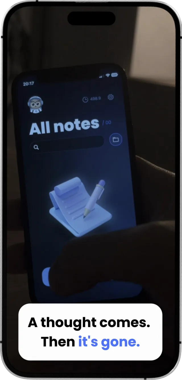 Braindump app turning a spoken thought into a structured note