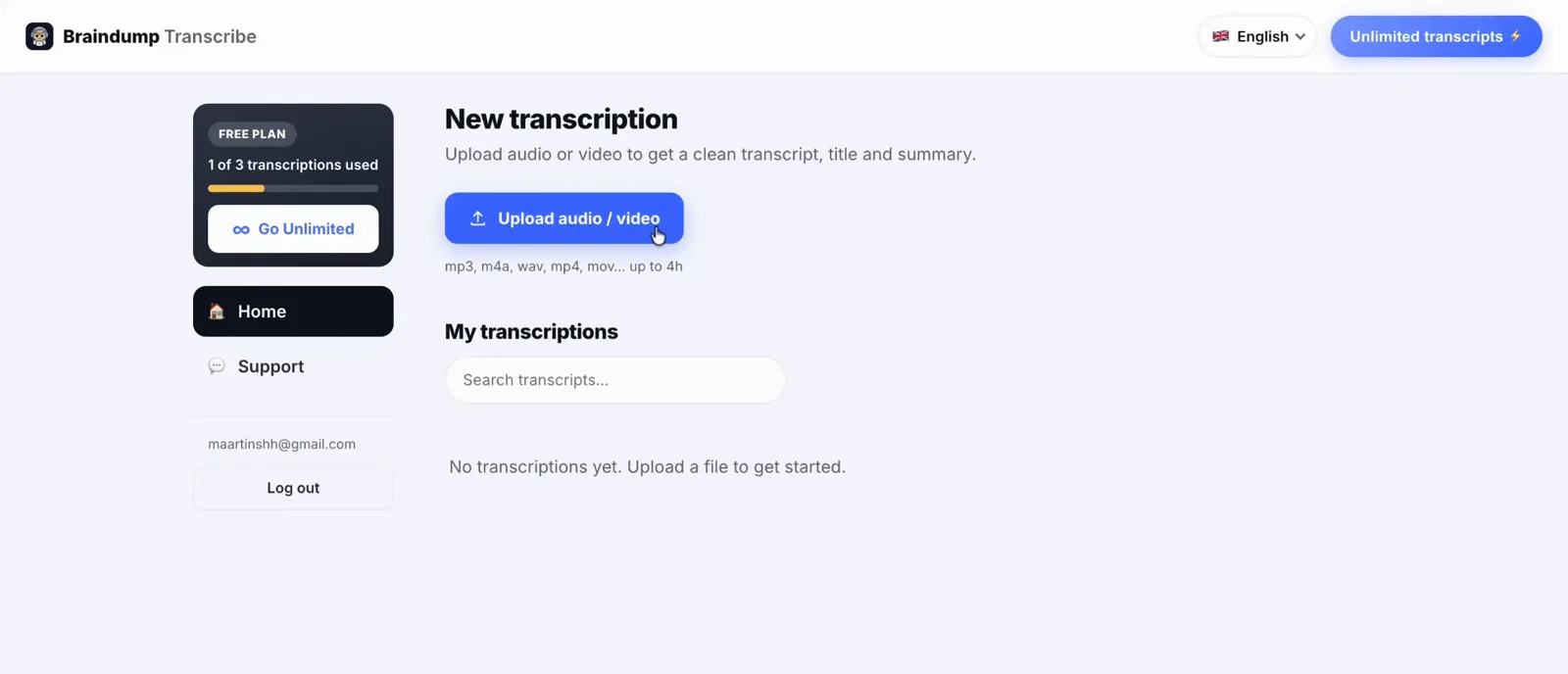 Braindump turning a voice recording into clean, readable text